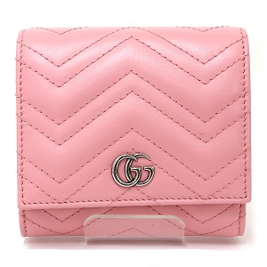 グッチ GUCCI GGマーモント カードケース ウォレット コイン＆紙幣入れ付き シェブロン キルティング 598629 ピンク 未使用品