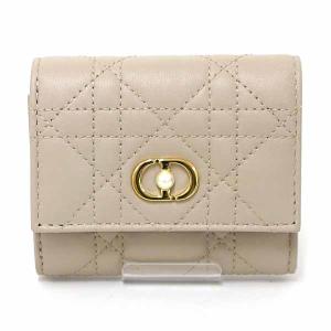 クリスチャンディオール 三つ折り財布 トロッター柄 ベージュ Christian Dior クリスチャンディオール トロッター柄 三つ折り