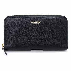 ✨️美品✨️ バーバリー オーガナイザー 長財布 シルバー金具 型押し レザー 黒 ラウンドファスナー長財布 クロコ風型押しレザー 黒 シルバー金具