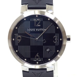 LOUIS VUITTON ルイヴィトン メンズ腕時計 タンブール Q1D07 ブラック文字盤 クォーツ 仕上げ済 【中古】