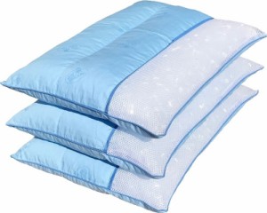 ３個セット ３層型 やわらかめ ソフトパイプ枕 中材 約８００ｇ 約 ３５×５０ ｃｍ ブルー 【 高さ調整可能 】 【 国内加工 】 【 パイ