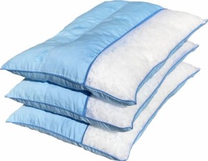 ３個セット ３層型 かための ハードパイプ枕 中材 約１ｋｇ 約 ３５×５０ ｃｍ ブルー 【 高さ調整可能 】 【 国内加工 】 【 パイプ 】