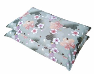 ２枚セット 長座布団カバー Watしじら桜 グリーン 約 ６８ｘ１２０ cm 【ネコポス便限定商品】68 120 68x120 2枚 ２枚組