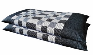 ２枚セット 長座布団カバー しじら格子 ブラック 約 ６０ｘ１１０ cm 【クロネコゆうパケット限定商品】60 110 60x110 2枚 ２枚組