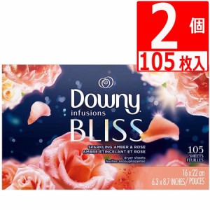 ダウニーシート 柔軟剤シート インフュージョン アンバーアンドローズ 105枚×2個 静電気対策 Downy Sheets Amber Rose 衣類乾燥機用 ド