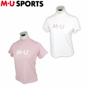 【ネコポス送料無料】M・U SPORTS　MUスポーツ 801H2058 レディース ビッグロゴ 半袖 ハイネックシャツ ゴルフウェア 
