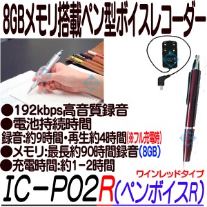 IC-P02R（ペンボイスR）【 ボイスレコーダー】 【ICレコーダー】【キヨラカ】