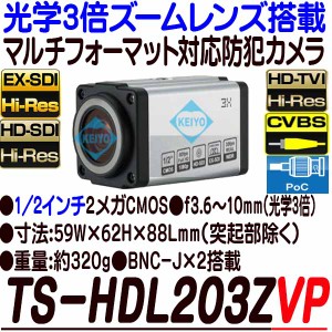 TS-HDL203ZVP【光学3倍ズームレンズ搭載1/2インチ低照度HD-SDI/EX-SDI方式電源重畳伝送対応カメラ】 【防犯カメラ】 【監視カメラ】 【3D