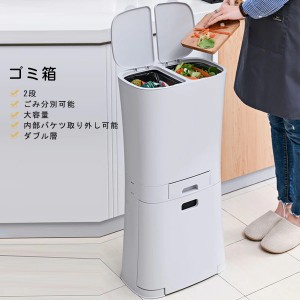 ゴミ箱 2段 分別ごみ箱 大容量 取り外し可能な内部バケツ ダブル層 ダストボックス フタ付き 引き