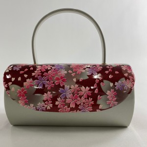 和装バッグ 美品 優品 フォーマル 桜 灰色 和装小物  中古