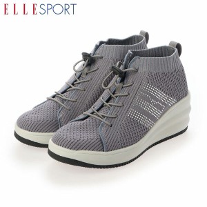 エル スポーツ ELLESPORT レディース 靴 ニットブーツ 厚底ブーツ ESP12713A GRAY 軽量 厚底マドラス madras ELLESP12713AGRY