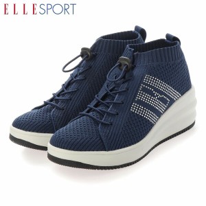 エル スポーツ ELLESPORT レディース 靴 ニットブーツ 厚底ブーツ ESP12713A NAVY 軽量 厚底マドラス madras ELLESP12713ANAV