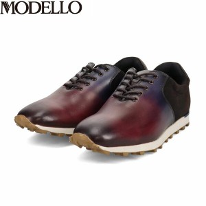 モデロ MODELLO メンズ 紳士靴 レザースニーカー DM5541 BURGUNDY/C 抗ウイルス 抗菌加工 マドラス madras MODDM5541BURC