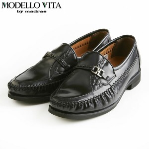 モデロヴィータ MODELLO VITA メンズ 紳士靴 ビットローファー スリッポン ビジネスシューズ VT5601 BLACK クロコダイル調 マドラス madr