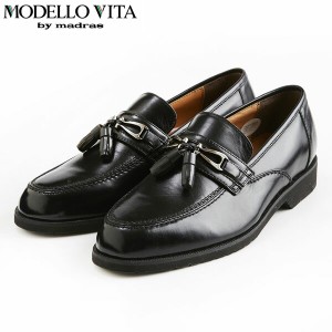モデロヴィータ MODELLO VITA メンズ 紳士靴 タッセルビットローファー スリッポン ビジネスシューズ VT5649 BLACK マドラス madras MOVV