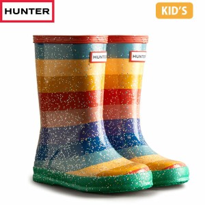国内正規品 ハンター HUNTER レインブーツ 長靴 キッズ 子供用 防水 通園 通学 KFT5084RGT MBI Kids First Glitter Rainbow Wellington B