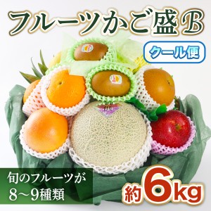 お供え フルーツかご盛B 約6kg フルーツ 詰め合わせ  送料無料 熨斗 お供え ギフト 御供 御霊前 御仏前 法事 法要 葬儀 お盆 初盆 新盆 