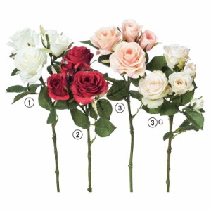 asca ローズ（3輪 つぼみ2個） バラ 薔薇 花材 造花