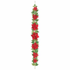 ベルベット／メタリックポインセチアガーランドx7 ワイヤー入 造花 装飾 デコレーション クリスマス Xmas[A-B]