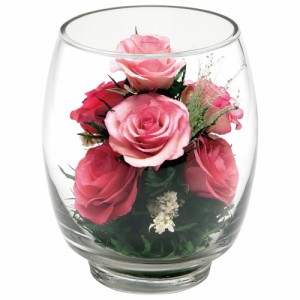母の日 花 プレゼント ギフト グラスウェアフラワー ローズ オーバルM ピンク ドライフラワー バラ 薔薇 贈り物 お祝い お供え[md][kd]