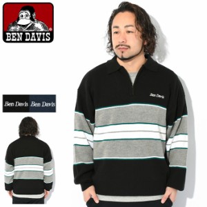 ベンデイビス BEN DAVIS ポロシャツ 長袖 メンズ ローワー ニット ポロ ( BENDAVIS I-23380024 Rower Knit L/S Polo ビッグシルエット オ