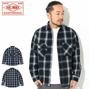 ビッグマイク BIG MIKE シャツ 長袖 メンズ ヘビー フランネル ネイビー チェック ( BIG MIKE Heavy Flannel Navy Check L/S Shirt ワー