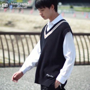 エイチティエムエル ゼロスリー HTML ZERO3 ベスト メンズ スチューデント チルデン ニット ( html zero3 Student Chiruden Knit Vest ビ