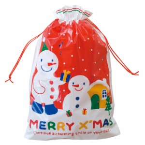 【ラッピング袋】スノーマンギフト巾着バッグ クリスマスプレゼント