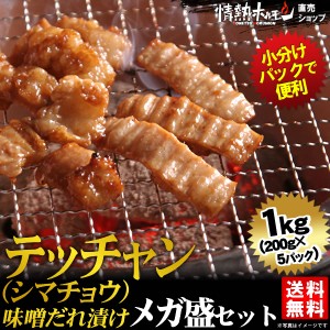 焼肉 送料無料 テッチャン シマチョウ メガ盛セット 1kg (北海道・沖縄配送は別途送料追加)