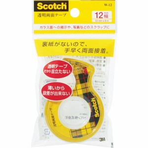 3M スコッチ 透明両面テープ小巻 12mmX6m 巻芯径25mm 1巻 W-12