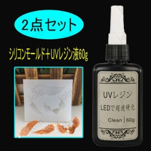 uv107# 2点セット（シリコンモールド＋UVレジン液60g） uvレジンモールド シリコンモールド 立体 レジン液 手芸 UVレジン ハードタイプ 