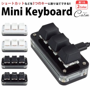 ミニキーボード 3キー 片手 割り当て 変更可能 コピー ペースト カット メカニカル 赤軸 USB 有線接続 ショートカット LEDバックライト 