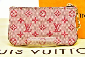 鑑定済 正規品 ルイ・ヴィトン LOUIS VUITTON モノグラム・ミニ ポシェット・クレ レッド コインケース キーケース K562-3