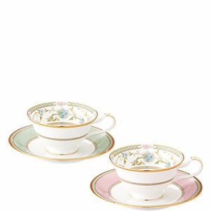 Noritake ノリタケ カップ & ソーサー ( 色変り ペアセット ) ( コーヒー ティー 兼用) 220cc ヨシノ 2客 グリーン