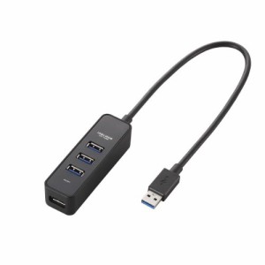 エレコム USB3.0 ハブ 4ポート バスパワー マグネット付 ブラック MacBook / Surface Pro / Chromebook