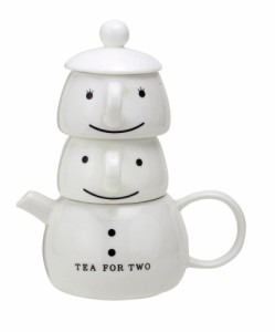 サンアート かわいい食器 「 Tea for Two 」 ティーポット&カップ(2人用ティーセット) ホワイト SAN201