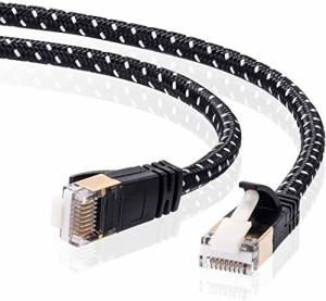 サンワサプライ CAT7細径メッシュLANケーブル (10m) 10Gbps/600MHz RJ45 ツメ折れ防止 ブラック&ホワイト KB-T