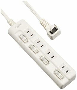 エルパ(ELPA) スイッチ付タップ コンセント 延長コード LED 上差し 4個口 3ｍ WLS-LU43EB(W)