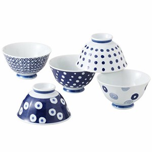 西海陶器 藍丸紋 軽量茶碗揃え5PC 13303