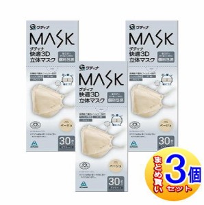 【3個セット】グディナ 快適マスク3D立体 30枚入(個別包装) ベージュ【小型宅配便】