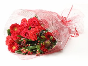 レッドパッション フラワーギフト 花束 誕生日 記念日 プレゼント 情熱的な赤系の花束
