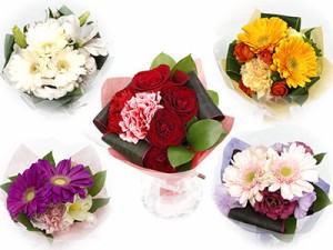 プチハート（花瓶付きミニブーケ） フラワーギフト 花束 誕生日 記念日 プレゼント  カラフルブーケ