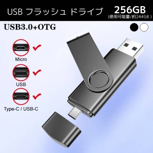 【 256GB 】 大容量 外付けドライブ スマートフォン PC データ転送 Type-C MicroUSB USB メモリ