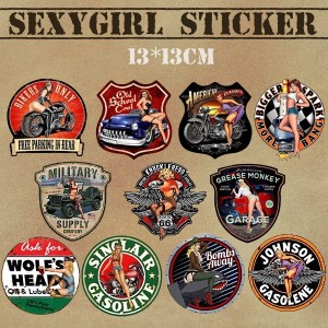 【13cm】カーステッカー セクシーガール レトロ 女性 車 バイク 自転車 スーツケース キャリーケース シール デカール お洒落 かっこいい