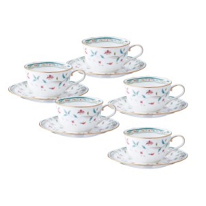 【Noritake（ノリタケ）】　HNASARASA　花更紗（はなさらさ）　ティー・コーヒー碗皿(5客)　　　F59387A-4409