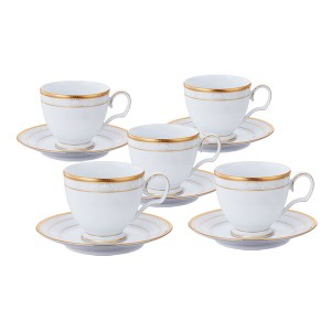 【Noritake（ノリタケ）】  HAMPSHIRE GOLD  （ハンプシャーゴールド）　ティー・コーヒー碗皿5客セット　　　F91988-4335