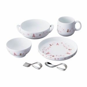 【Noritake（ノリタケ）】  LIGHT STEP（ライトステップ　お子様用食器）お子様セット（ピンク）ベビーフォーク＆ベビースプーン付き　　