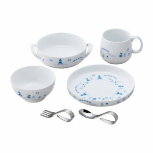 【Noritake（ノリタケ）】  LIGHT STEP（ライトステップ　お子様用食器）　（ブルー）ベビーフォーク＆ベビースプーン付き　　　LS-SET-5