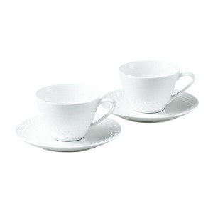 【Noritake（ノリタケ）】  RIZMO WHITE （リズモホワイト）　ティー・コーヒー碗皿ペアセット　　　P5389l-1610