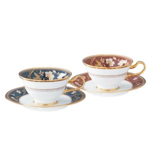 【Noritake（ノリタケ）】  SUBLIME  （サブライム）　ティー・コーヒー碗皿ペアセット　（鉄紺・海老茶）　　　Y6988-4403-12